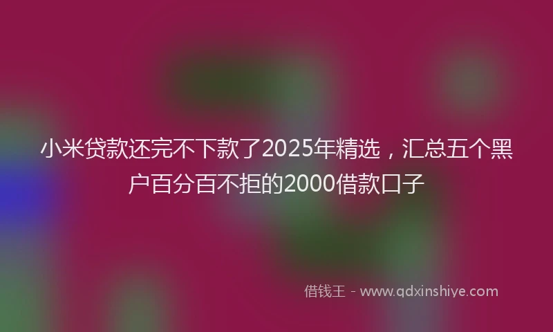 小米贷款还完不下款了2025年精选，汇总五个黑户百分百不拒的2000借款口子