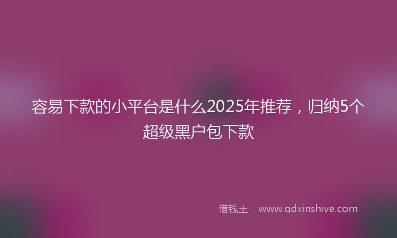 容易下款的小平台是什么2025年推荐，归纳5个超级黑户包下款