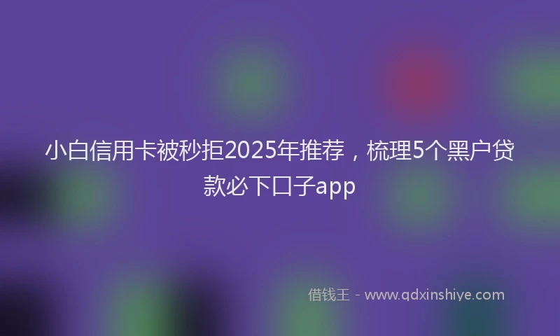 小白信用卡被秒拒2025年推荐，梳理5个黑户贷款必下口子app