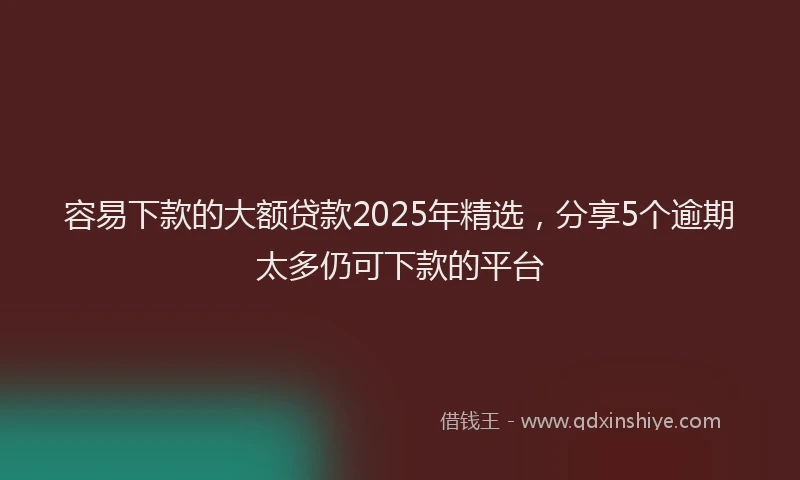 容易下款的大额贷款2025年精选，分享5个逾期太多仍可下款的平台