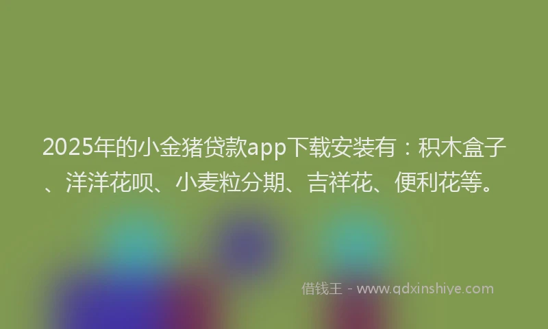 2025年的小金猪贷款app下载安装有：积木盒子、洋洋花呗、小麦粒分期、吉祥花、便利花等。