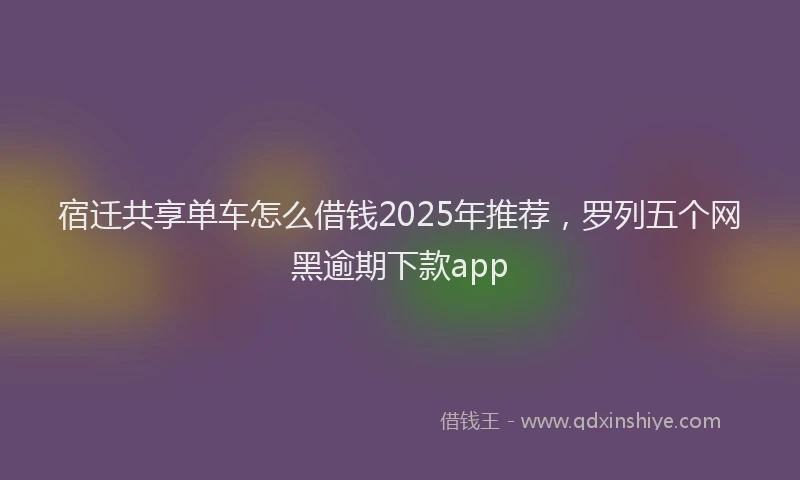 宿迁共享单车怎么借钱2025年推荐，罗列五个网黑逾期下款app