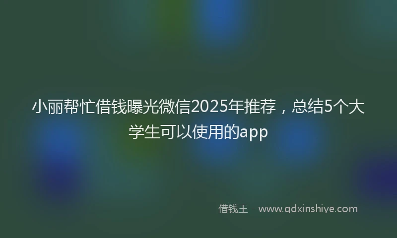 小丽帮忙借钱曝光微信2025年推荐，总结5个大学生可以使用的app