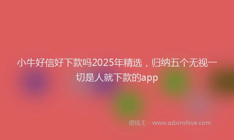 小牛好信好下款吗2025年精选，归纳五个无视一切是人就下款的app