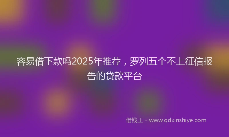容易借下款吗2025年推荐，罗列五个不上征信报告的贷款平台