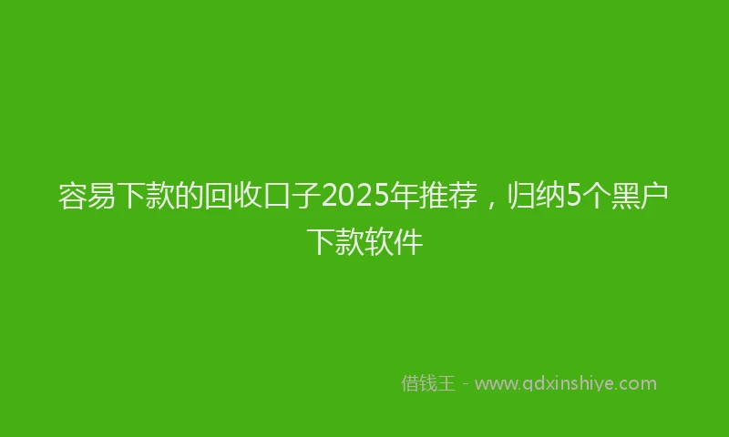 容易下款的回收口子2025年推荐，归纳5个黑户下款软件