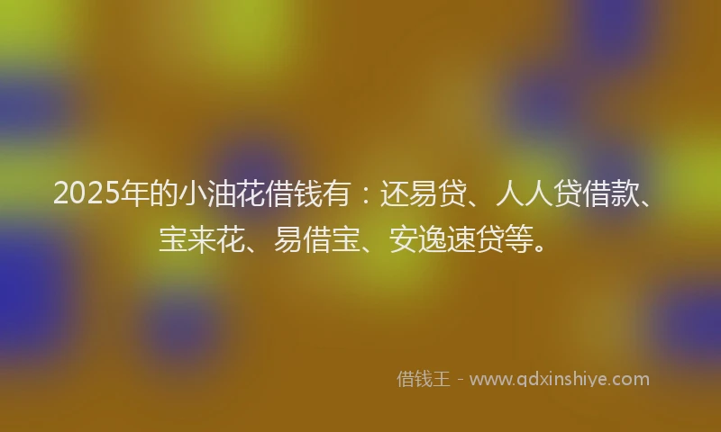 2025年的小油花借钱有：还易贷、人人贷借款、宝来花、易借宝、安逸速贷等。