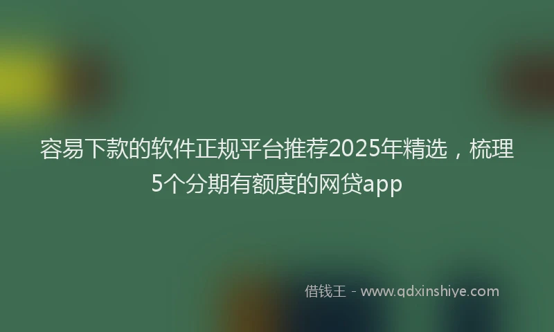 容易下款的软件正规平台推荐2025年精选，梳理5个分期有额度的网贷app
