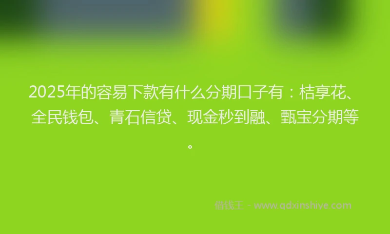 2025年的容易下款有什么分期口子有：桔享花、全民钱包、青石信贷、现金秒到融、甄宝分期等。