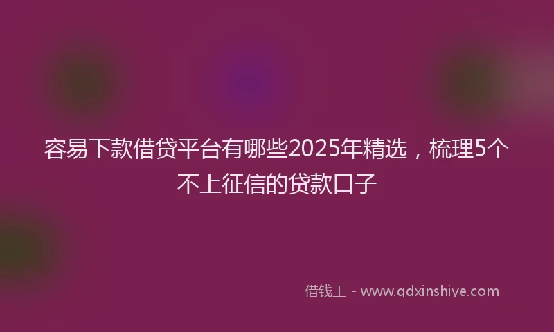 容易下款借贷平台有哪些2025年精选，梳理5个不上征信的贷款口子