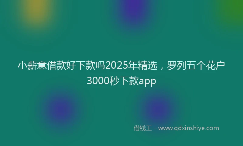 小薪意借款好下款吗2025年精选，罗列五个花户3000秒下款app