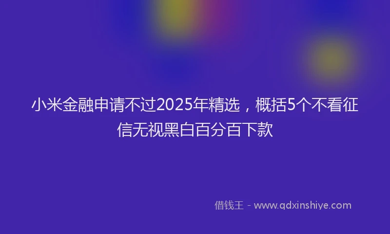 小米金融申请不过2025年精选，概括5个不看征信无视黑白百分百下款