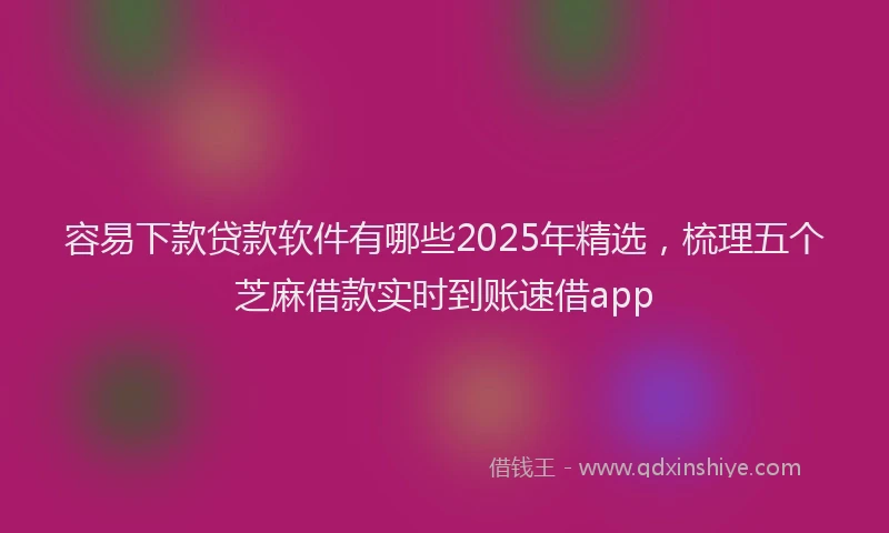 容易下款贷款软件有哪些2025年精选，梳理五个芝麻借款实时到账速借app