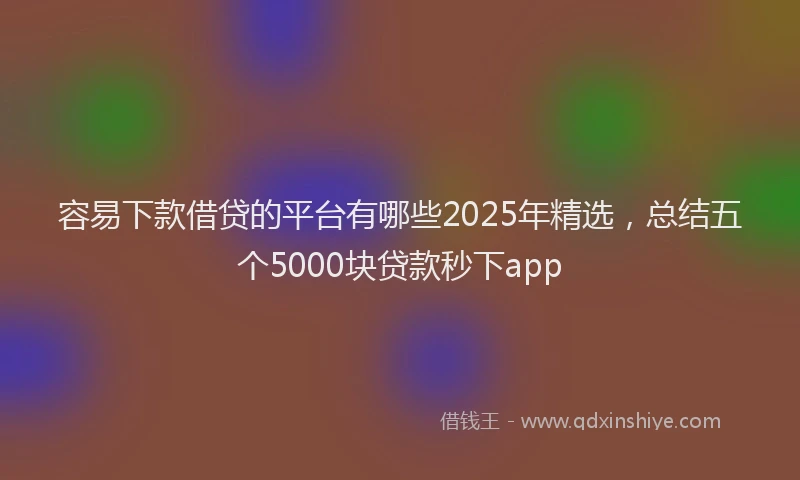 容易下款借贷的平台有哪些2025年精选，总结五个5000块贷款秒下app