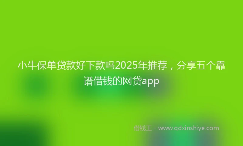 小牛保单贷款好下款吗2025年推荐，分享五个靠谱借钱的网贷app