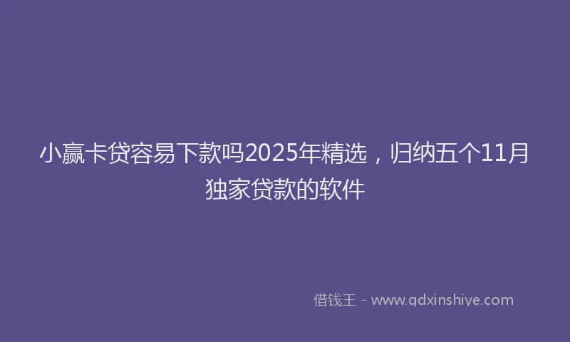 小赢卡贷容易下款吗2025年精选，归纳五个11月独家贷款的软件