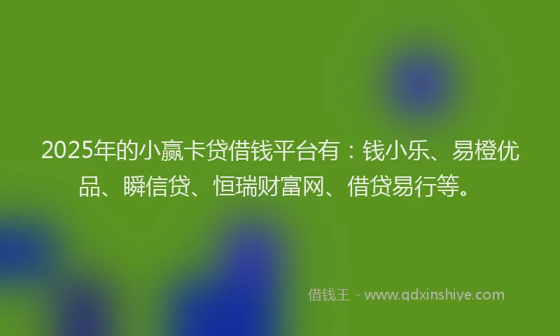 2025年的小赢卡贷借钱平台有：钱小乐、易橙优品、瞬信贷、恒瑞财富网、借贷易行等。