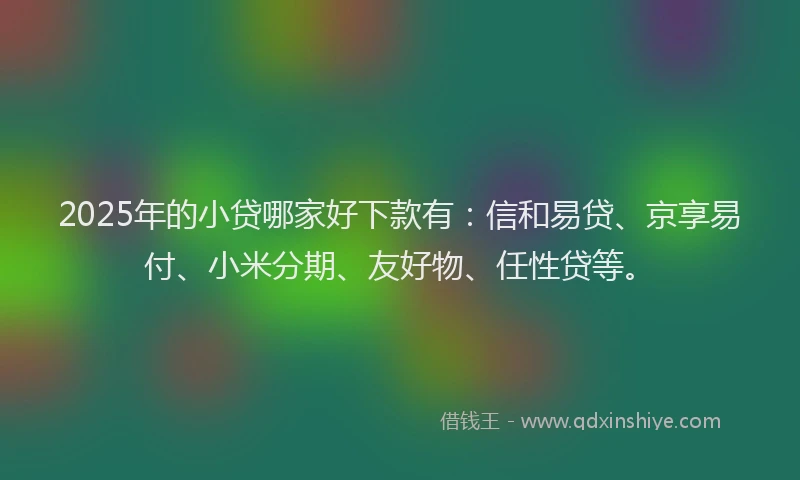 2025年的小贷哪家好下款有：信和易贷、京享易付、小米分期、友好物、任性贷等。