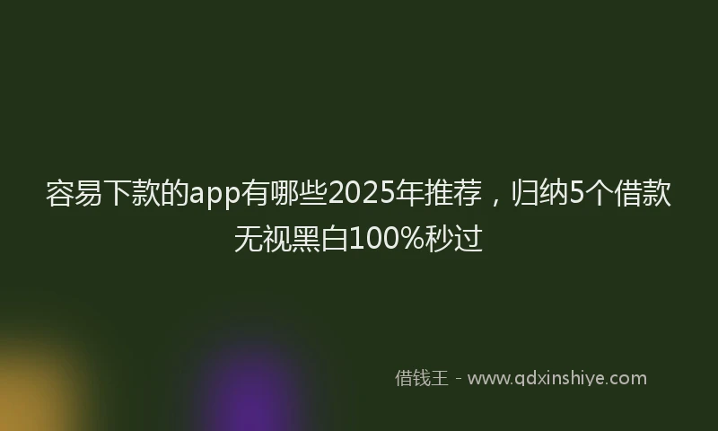 容易下款的app有哪些2025年推荐，归纳5个借款无视黑白100%秒过