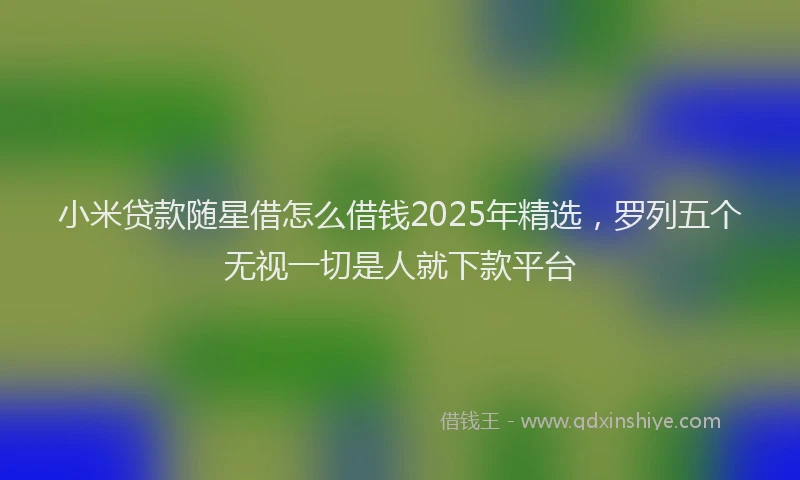 小米贷款随星借怎么借钱2025年精选，罗列五个无视一切是人就下款平台