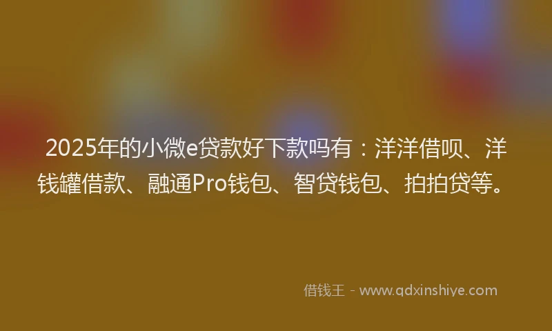 2025年的小微e贷款好下款吗有：洋洋借呗、洋钱罐借款、融通Pro钱包、智贷钱包、拍拍贷等。