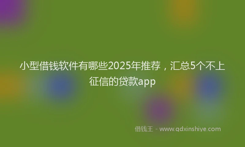 小型借钱软件有哪些2025年推荐，汇总5个不上征信的贷款app