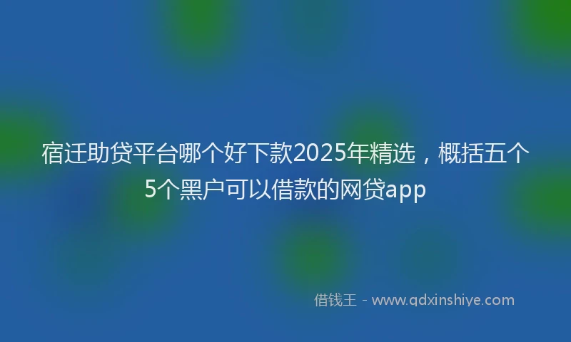 宿迁助贷平台哪个好下款2025年精选，概括五个5个黑户可以借款的网贷app