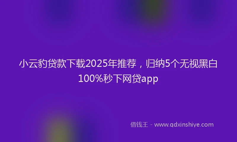 小云豹贷款下载2025年推荐，归纳5个无视黑白100%秒下网贷app