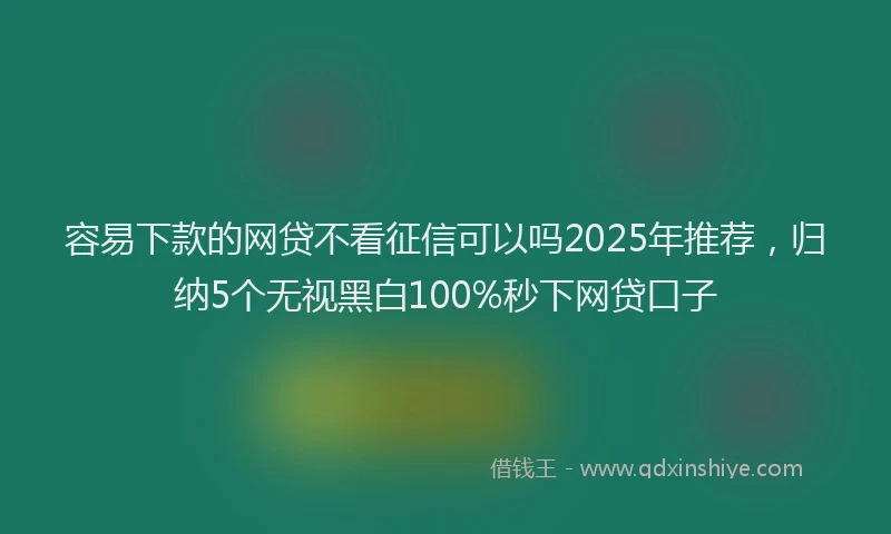 容易下款的网贷不看征信可以吗2025年推荐，归纳5个无视黑白100%秒下网贷口子