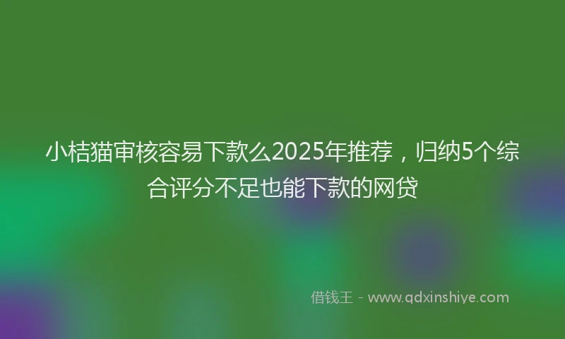 小桔猫审核容易下款么2025年推荐，归纳5个综合评分不足也能下款的网贷