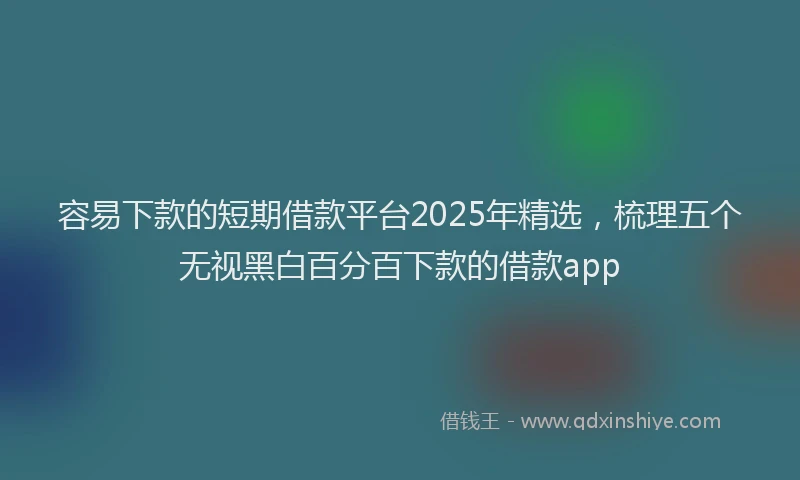 容易下款的短期借款平台2025年精选，梳理五个无视黑白百分百下款的借款app