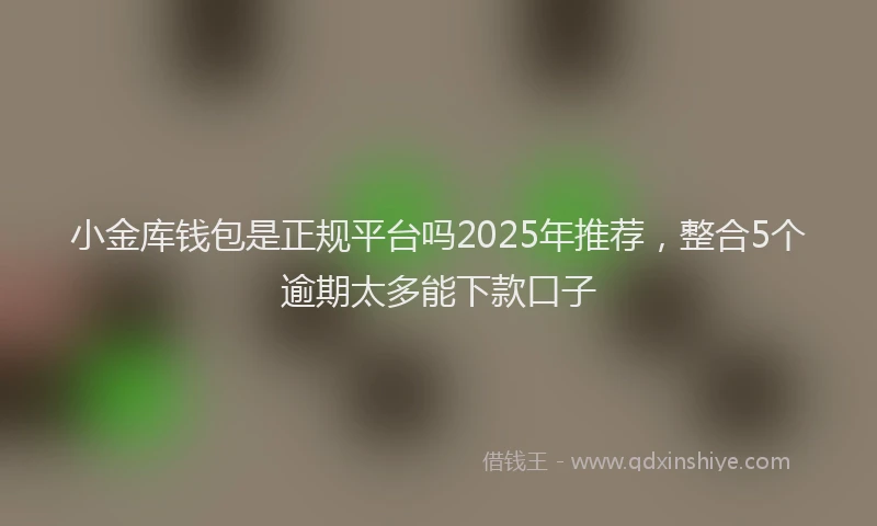 小金库钱包是正规平台吗2025年推荐，整合5个逾期太多能下款口子
