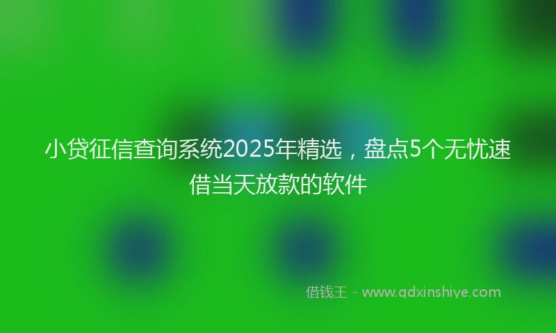 小贷征信查询系统2025年精选，盘点5个无忧速借当天放款的软件