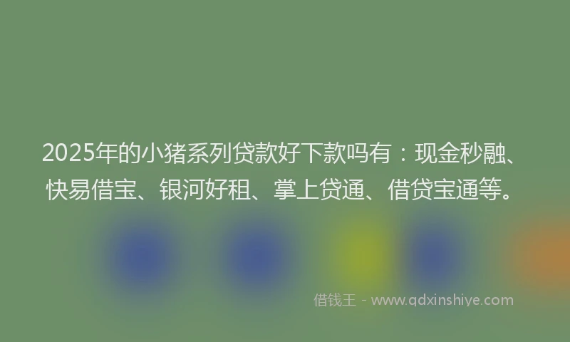 2025年的小猪系列贷款好下款吗有：现金秒融、快易借宝、银河好租、掌上贷通、借贷宝通等。