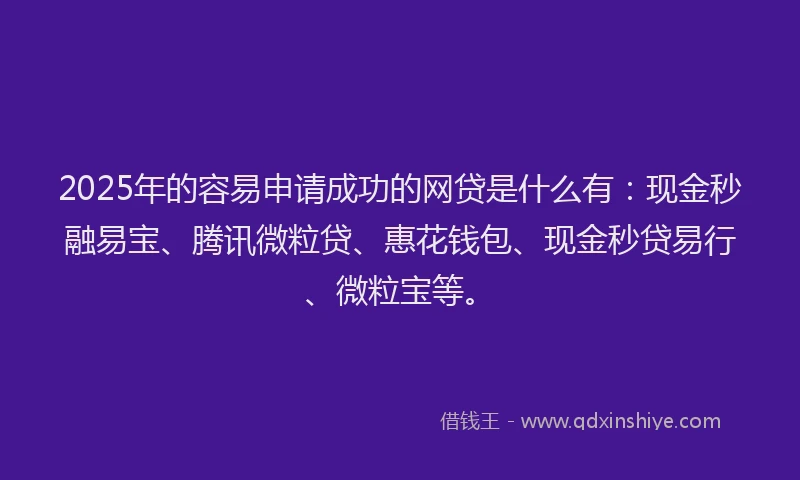 2025年的容易申请成功的网贷是什么有：现金秒融易宝、腾讯微粒贷、惠花钱包、现金秒贷易行、微粒宝等。