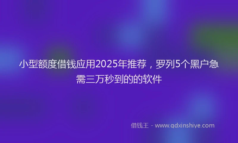 小型额度借钱应用2025年推荐，罗列5个黑户急需三万秒到的的软件
