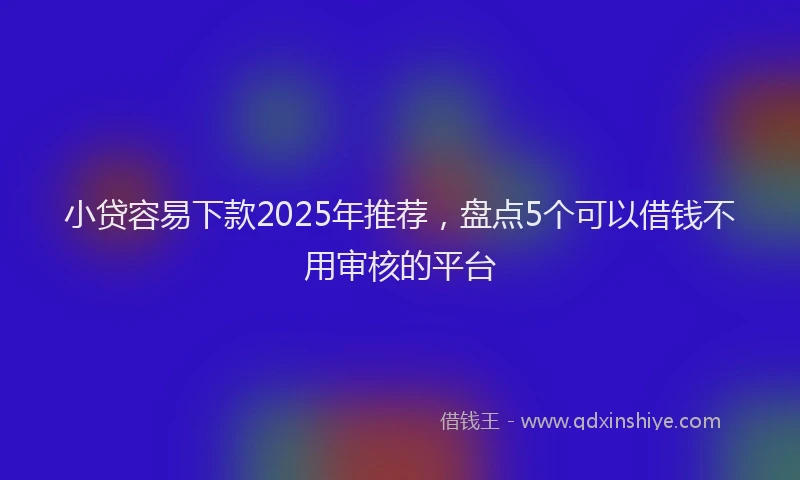 小贷容易下款2025年推荐，盘点5个可以借钱不用审核的平台