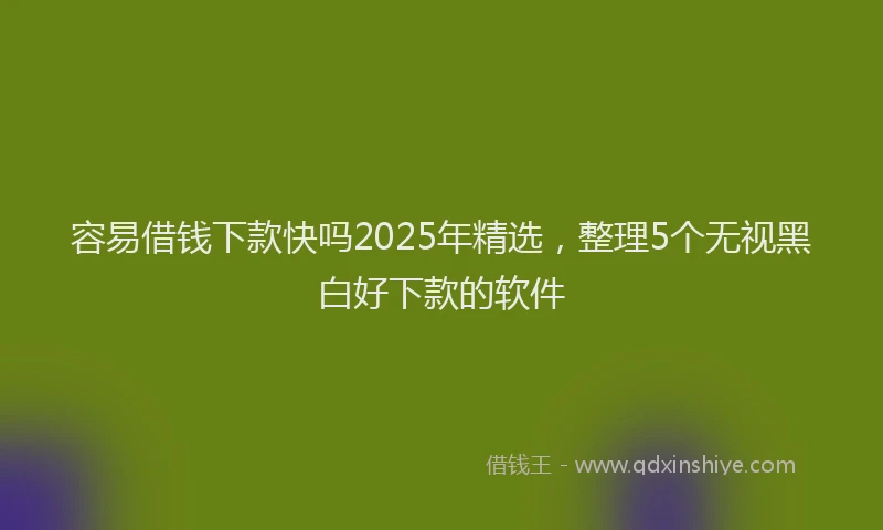 容易借钱下款快吗2025年精选，整理5个无视黑白好下款的软件