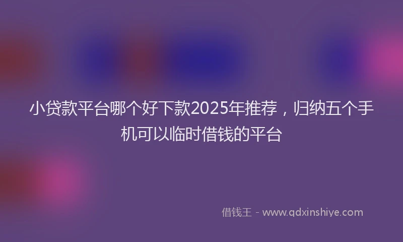 小贷款平台哪个好下款2025年推荐，归纳五个手机可以临时借钱的平台