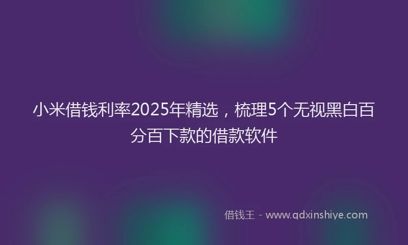 小米借钱利率2025年精选，梳理5个无视黑白百分百下款的借款软件
