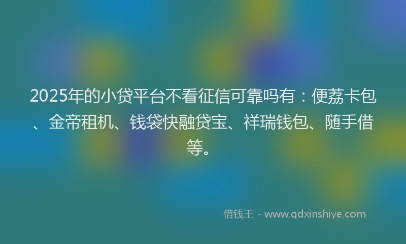 2025年的小贷平台不看征信可靠吗有：便荔卡包、金帝租机、钱袋快融贷宝、祥瑞钱包、随手借等。