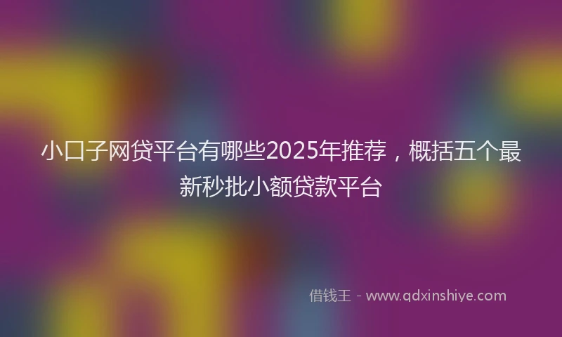 小口子网贷平台有哪些2025年推荐，概括五个最新秒批小额贷款平台