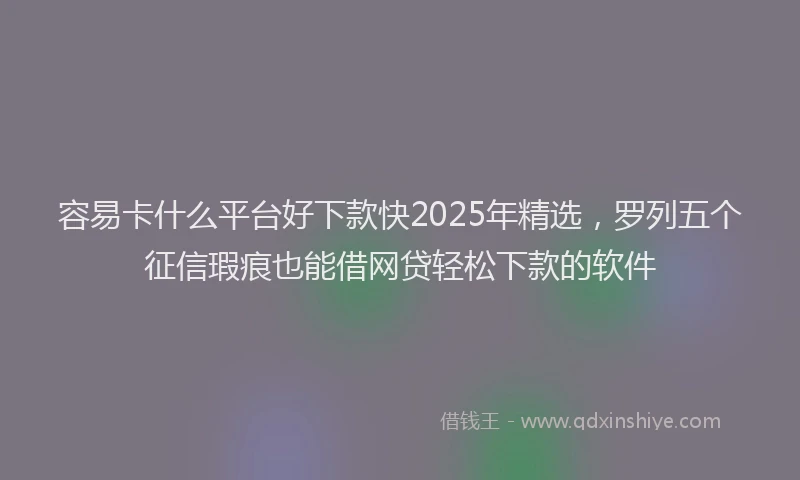 容易卡什么平台好下款快2025年精选，罗列五个征信瑕疵也能借网贷轻松下款的软件