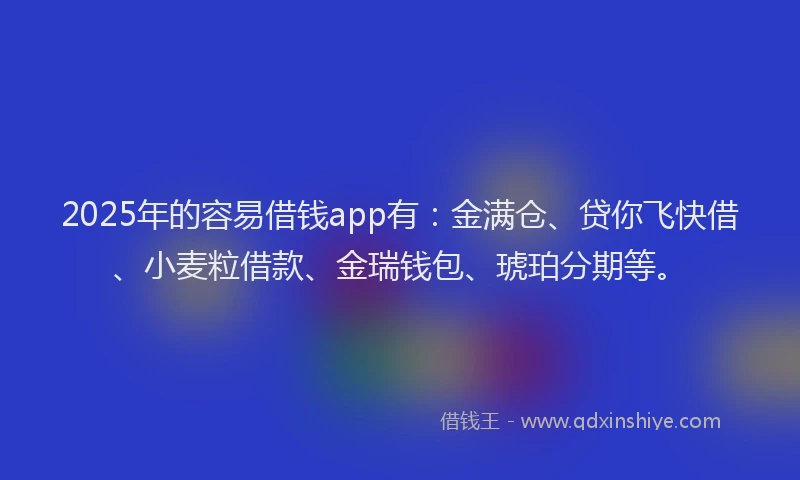 2025年的容易借钱app有：金满仓、贷你飞快借、小麦粒借款、金瑞钱包、琥珀分期等。