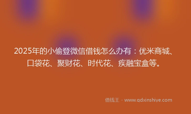 2025年的小偷登微信借钱怎么办有：优米商城、口袋花、聚财花、时代花、疾融宝盒等。