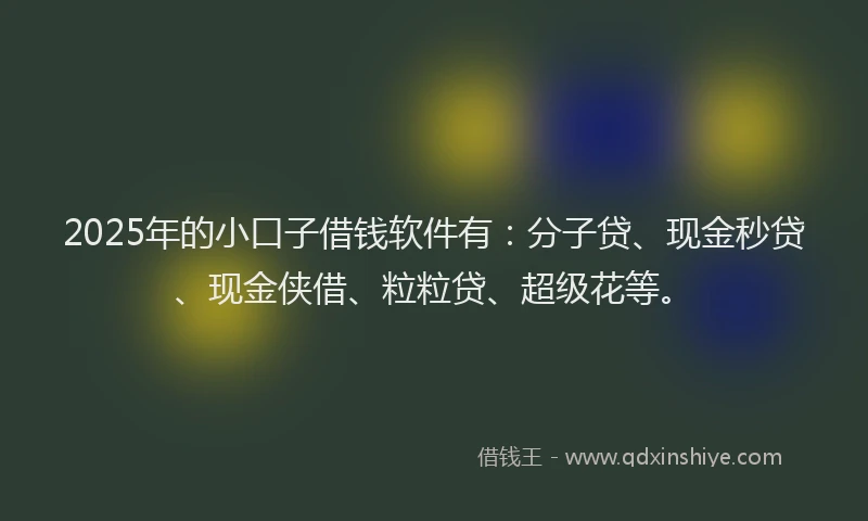 2025年的小口子借钱软件有：分子贷、现金秒贷、现金侠借、粒粒贷、超级花等。