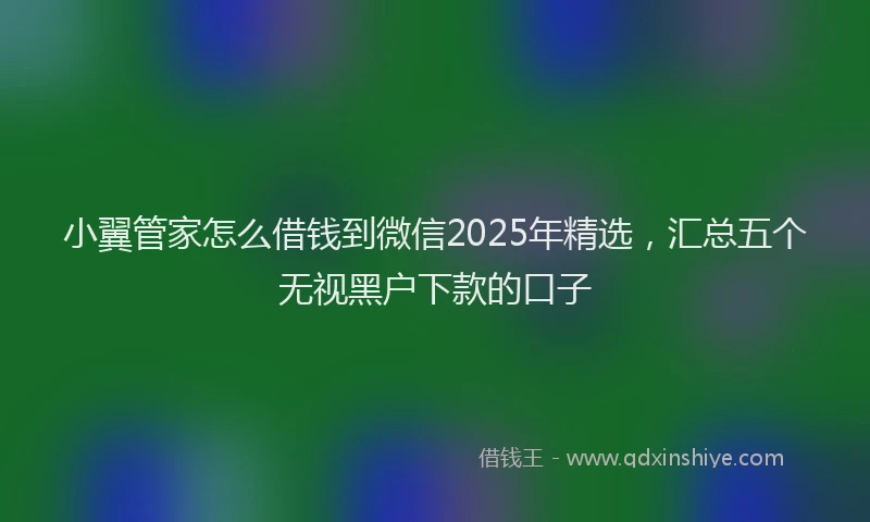 小翼管家怎么借钱到微信2025年精选，汇总五个无视黑户下款的口子