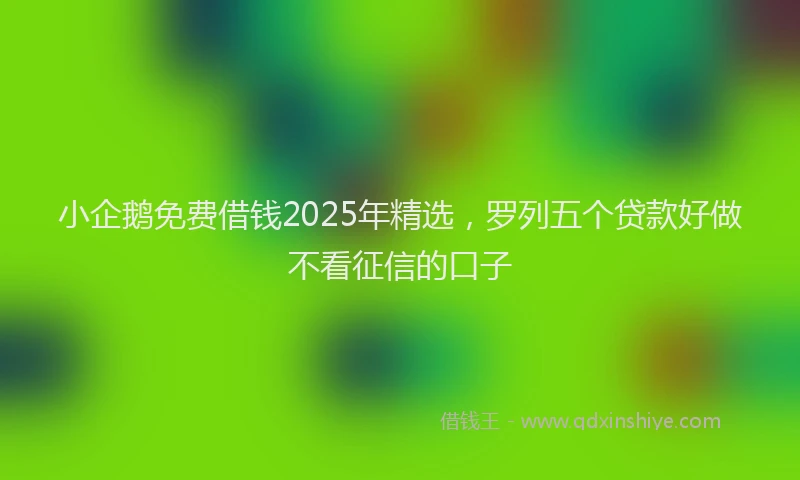 小企鹅免费借钱2025年精选，罗列五个贷款好做不看征信的口子