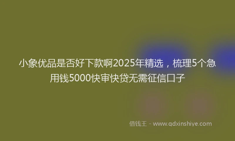 小象优品是否好下款啊2025年精选，梳理5个急用钱5000快审快贷无需征信口子