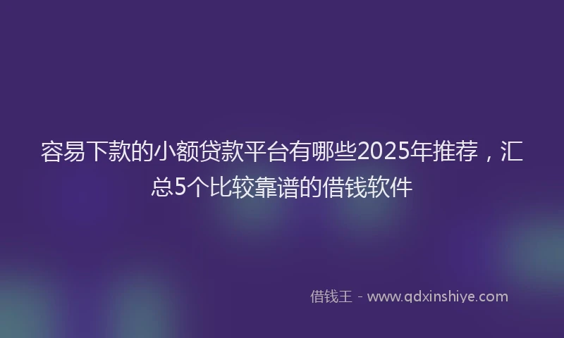 容易下款的小额贷款平台有哪些2025年推荐，汇总5个比较靠谱的借钱软件